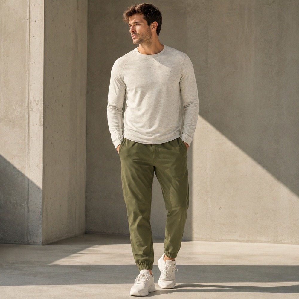 tentree Mens Performance Jogger Pants 31 Olive Green Stretch Sustainable Outdoor